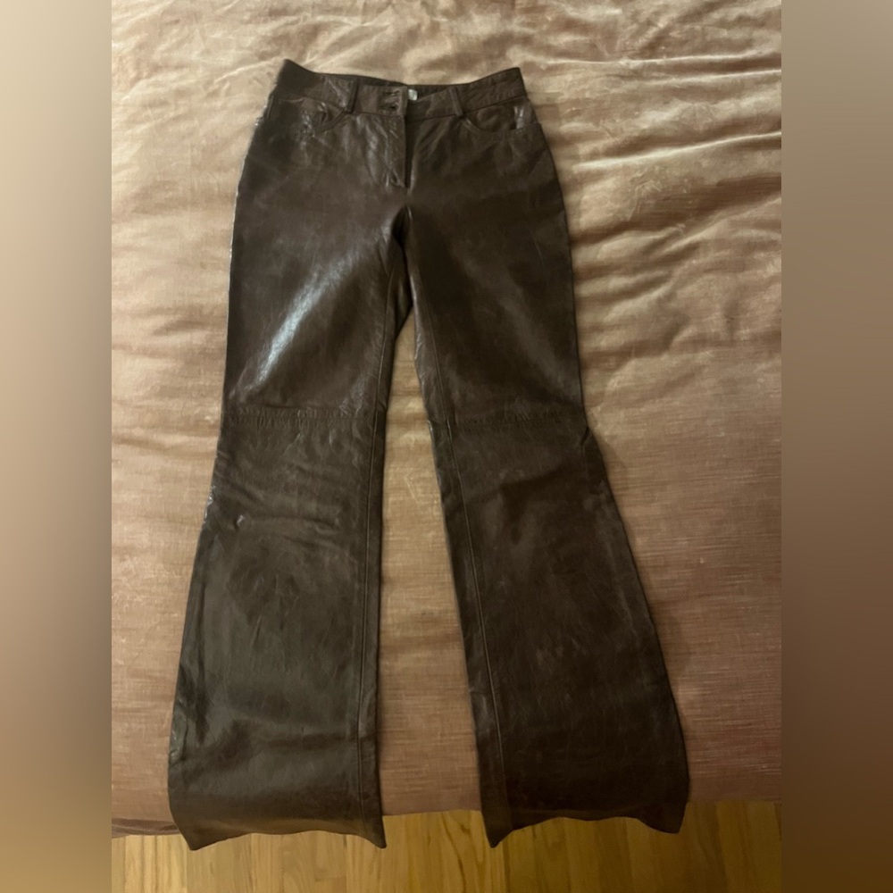LALTRAMODA ITALY Women’s Real Leather Pants